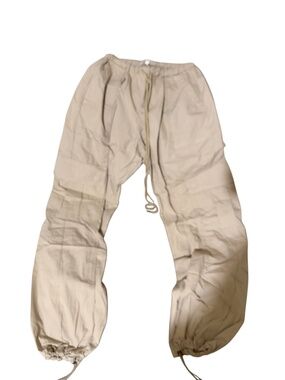 Heartloom Beige Cargo Parachute Jogger Pants Drawstring Waist